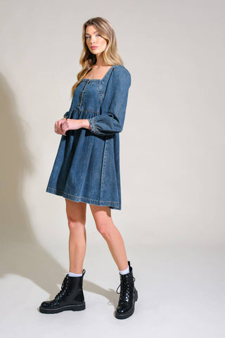 EXOTIC ESCAPE DENIM MINI DRESS - By Baano