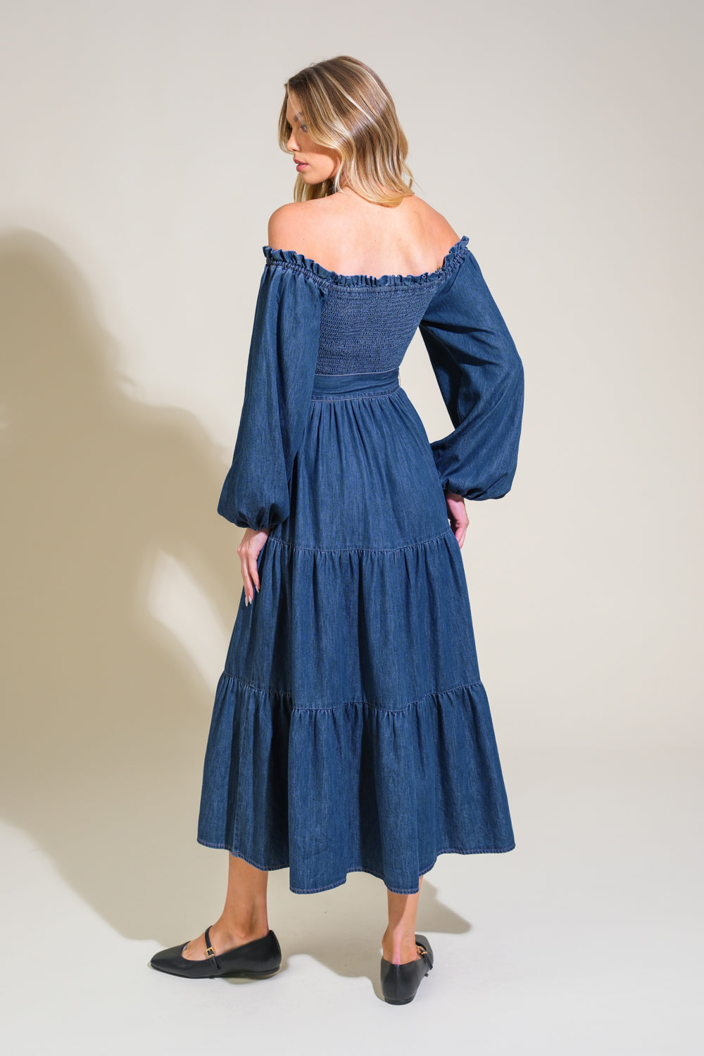 ARTISTIC IMPULSE DENIM MIDI DRESS - By Baano