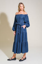 ARTISTIC IMPULSE DENIM MIDI DRESS - By Baano