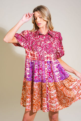 KEEP IT INTERESTING WOVEN MINI DRESS - By Baano