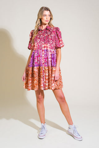 KEEP IT INTERESTING WOVEN MINI DRESS - By Baano