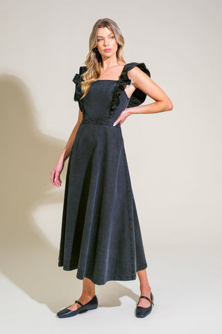 TIMELESS CHARM DENIM MIDI DRESS - By Baano