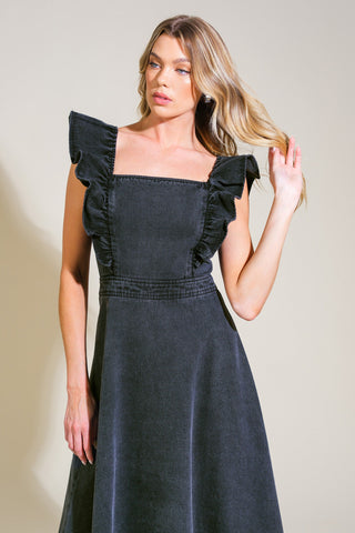 TIMELESS CHARM DENIM MIDI DRESS - By Baano