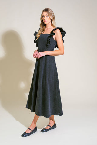 TIMELESS CHARM DENIM MIDI DRESS - By Baano