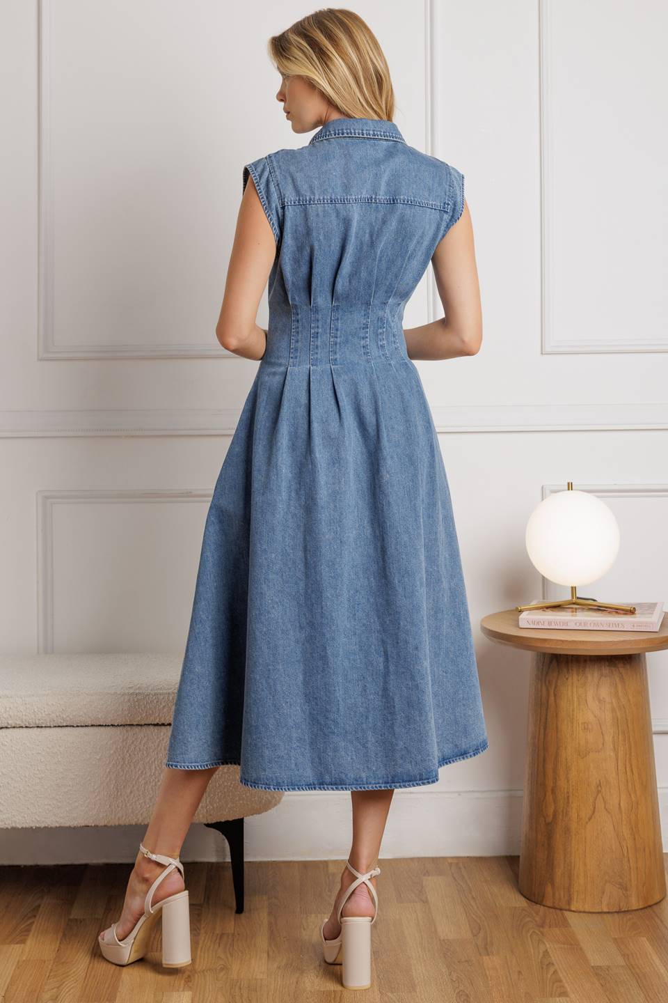 ROSES OF LOVE DENIM MIDI DRESS - By Baano