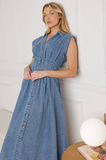 ROSES OF LOVE DENIM MIDI DRESS - By Baano