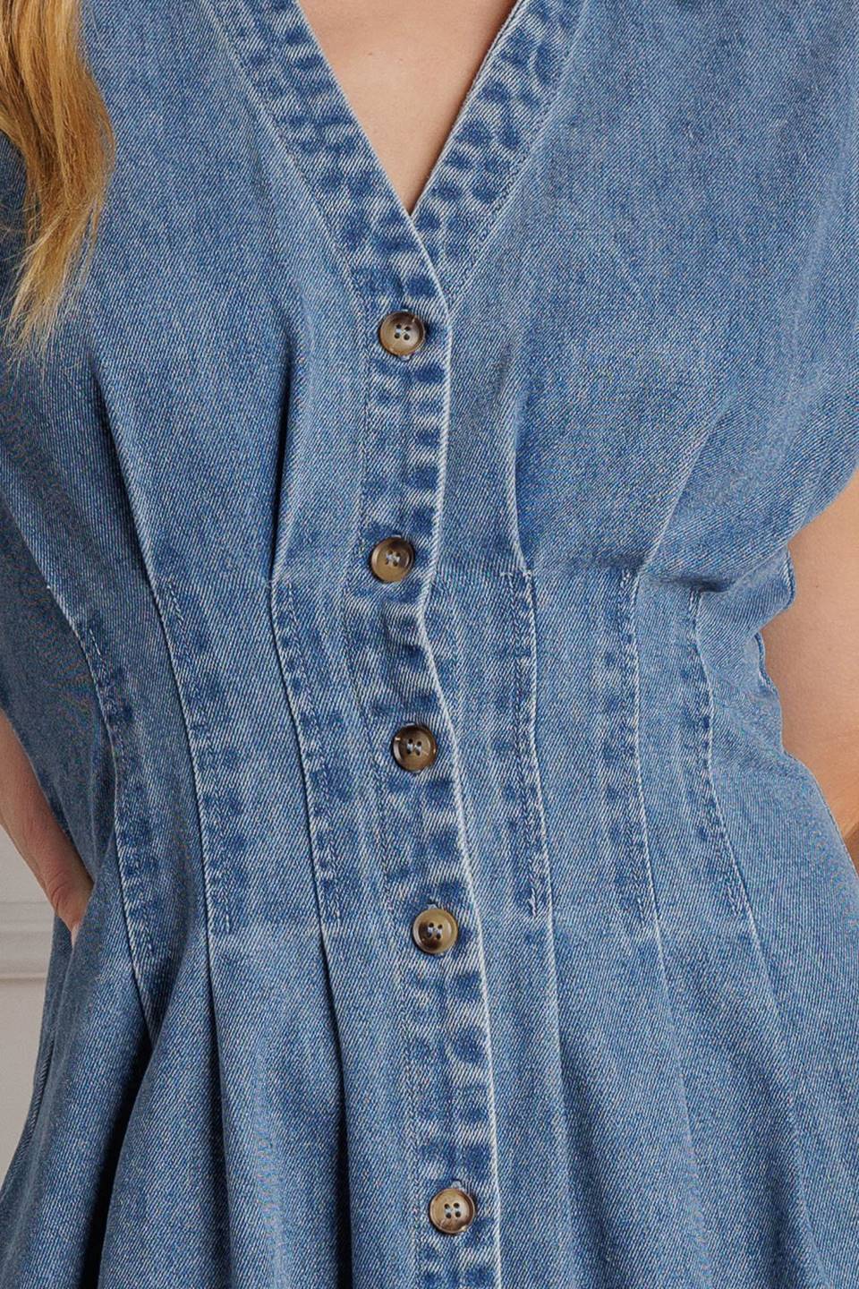 ROSES OF LOVE DENIM MIDI DRESS - By Baano