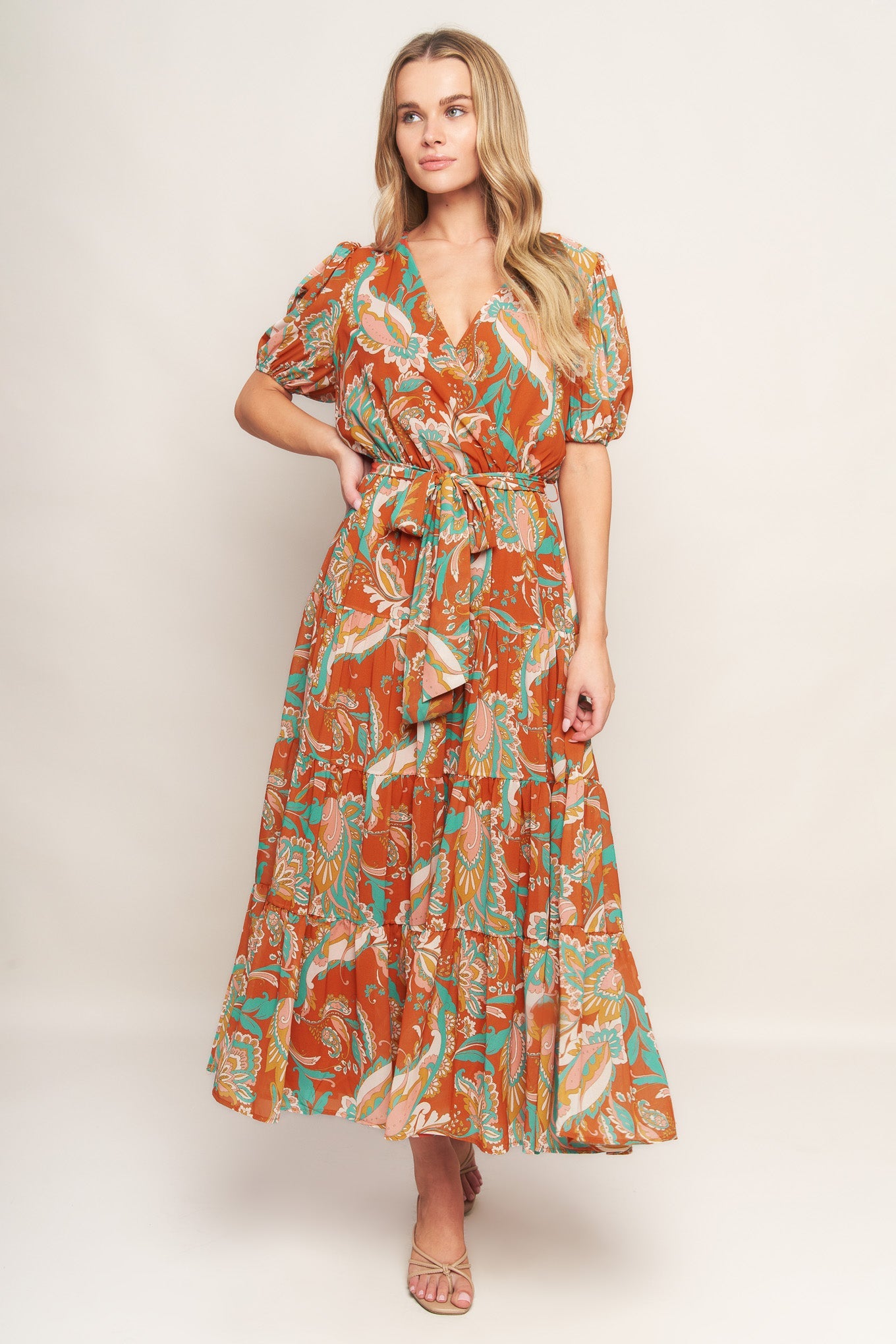 CAN'T LIVE WITHOUT RUST WOVEN MIDI DRESS - By Baano