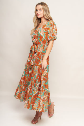 CAN'T LIVE WITHOUT RUST WOVEN MIDI DRESS - By Baano