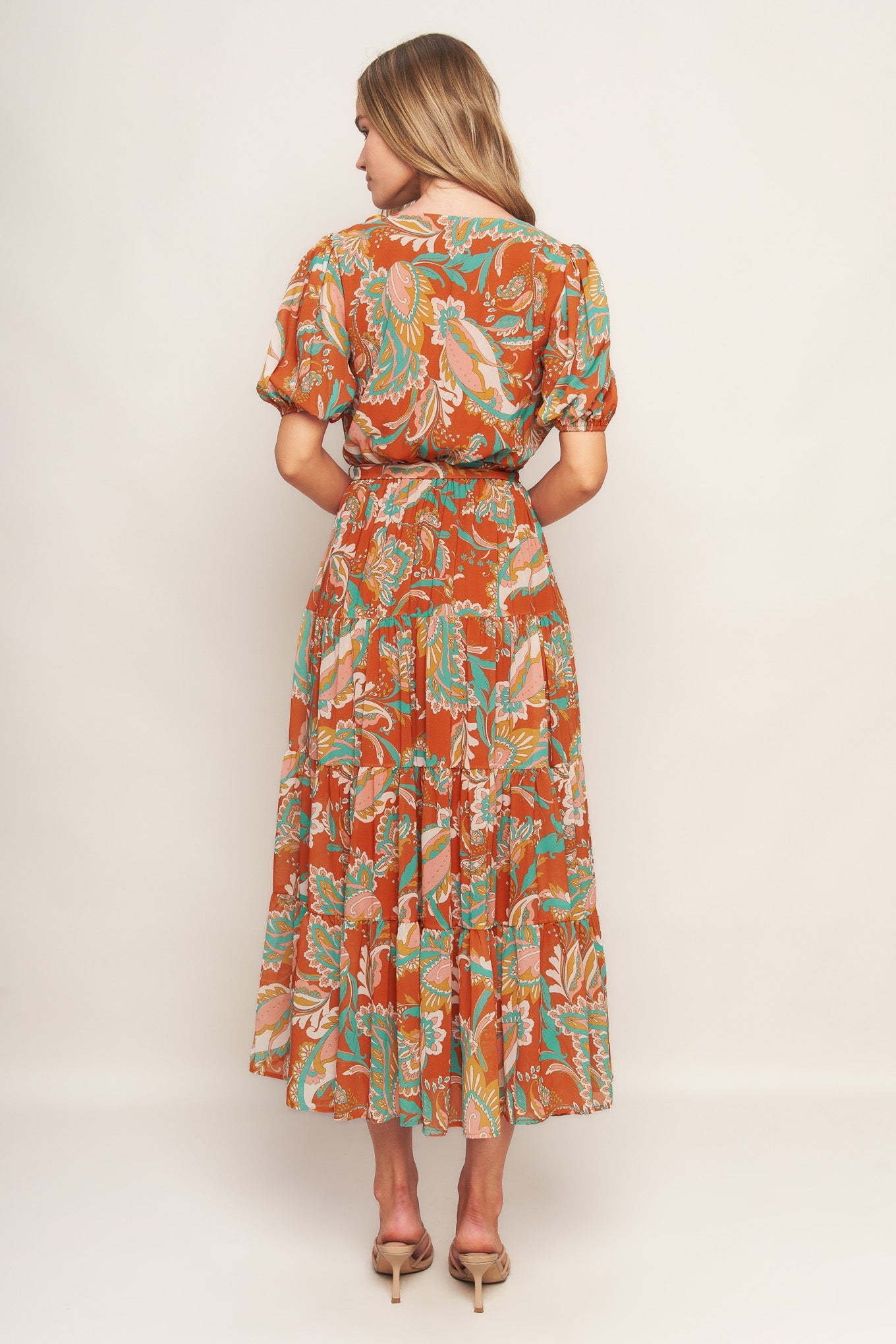 CAN'T LIVE WITHOUT RUST WOVEN MIDI DRESS - By Baano