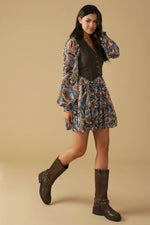 SAVOR THE SEASON WOVEN AND DENIM MINI DRESS - By Baano