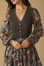 SAVOR THE SEASON WOVEN AND DENIM MINI DRESS - By Baano
