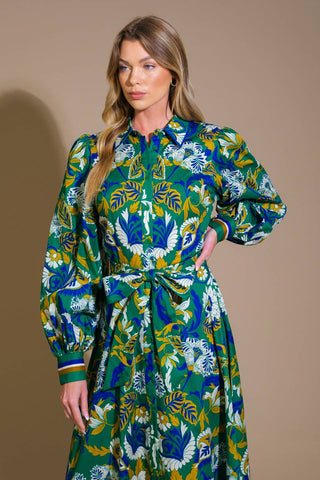 TAKE ME BACK TO SHIRT WOVEN MIDI DRESS - By Baano