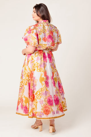 MAKING IT RIGHT IVORY FLORAL WOVEN MIDI DRESS - By Baano