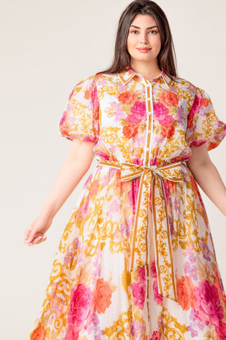 MAKING IT RIGHT IVORY FLORAL WOVEN MIDI DRESS - By Baano