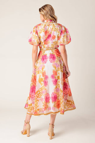 MAKING IT RIGHT IVORY FLORAL WOVEN MIDI DRESS - By Baano