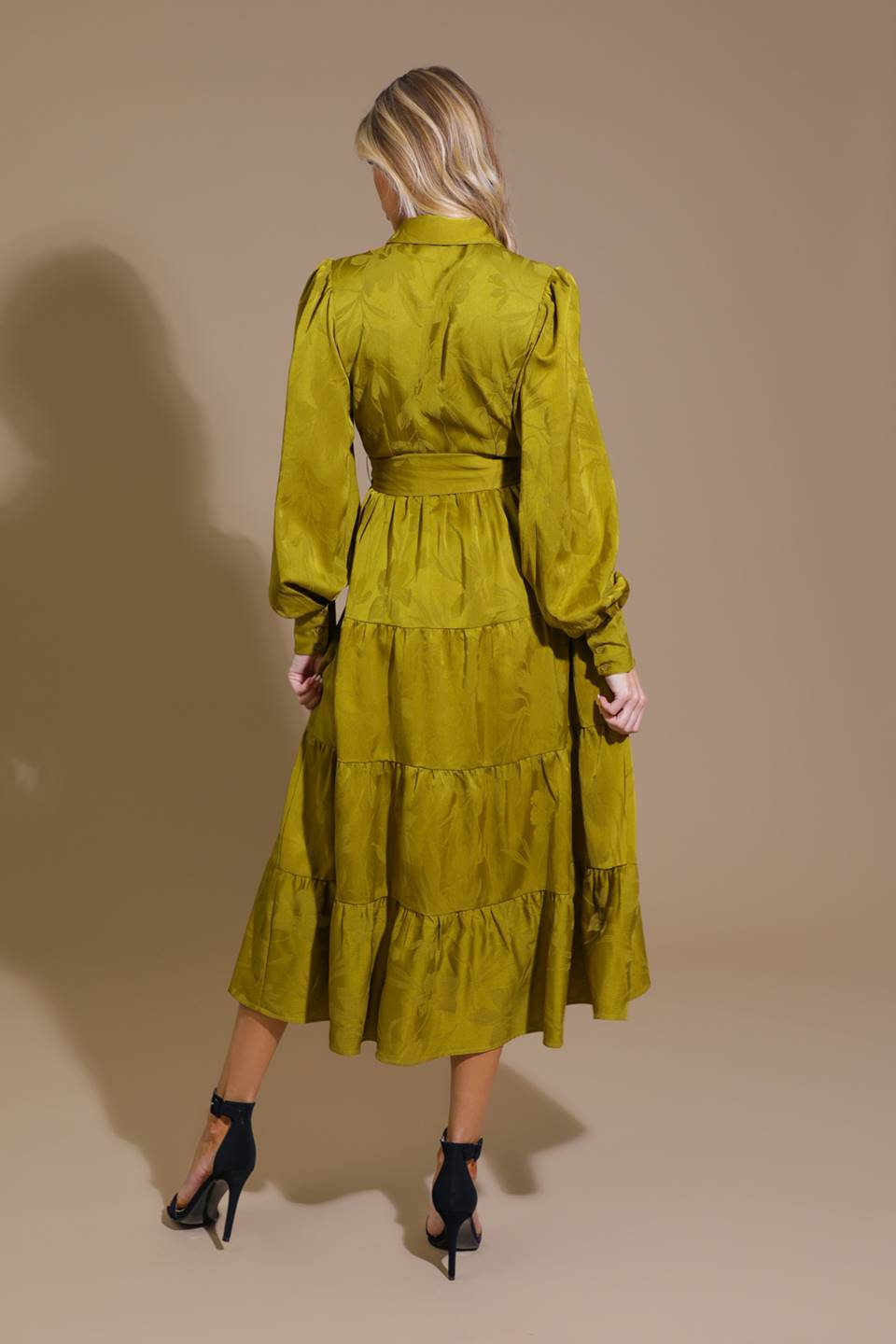 TOTAL APPEAL WOVEN JACQUARD MIDI DRESS - By Baano