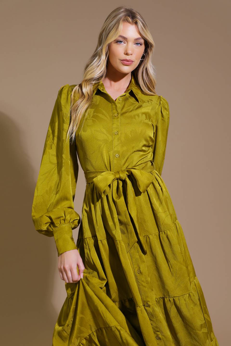 TOTAL APPEAL WOVEN JACQUARD MIDI DRESS - By Baano