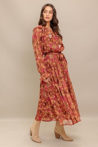 AUTUMN SONATA WOVEN MIDI DRESS - By Baano