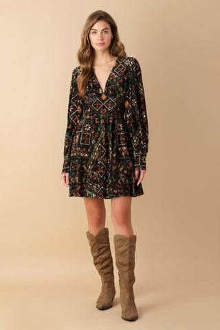 FINDING MYSELF VELVET WOVEN MINI DRESS - By Baano