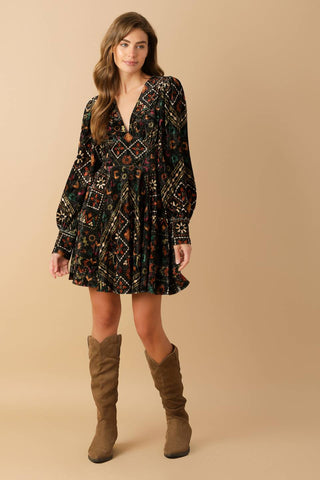 FINDING MYSELF VELVET WOVEN MINI DRESS - By Baano