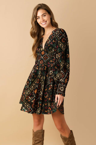 FINDING MYSELF VELVET WOVEN MINI DRESS - By Baano