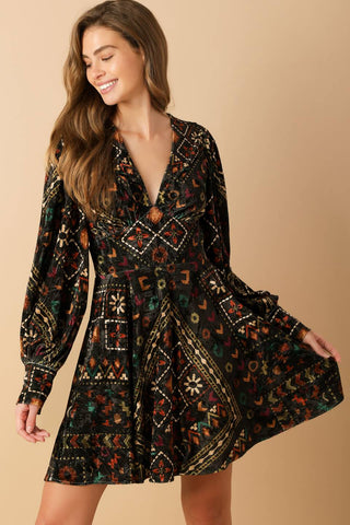 FINDING MYSELF VELVET WOVEN MINI DRESS - By Baano