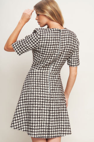 ELEGANT CHECK TWEED MINI DRESS - By Baano