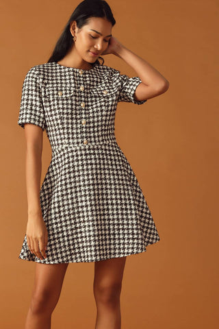 FALLING INTO PLACE TWEED MINI DRESS - By Baano