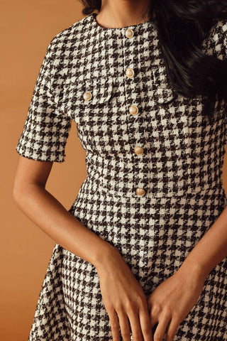 FALLING INTO PLACE TWEED MINI DRESS - By Baano