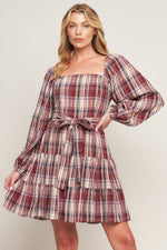 HONEY HUG PLAID MINI DRESS Flying Tomato