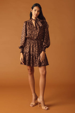 OPEN PATH ALMOND WOVEN MINI DRESS - By Baano