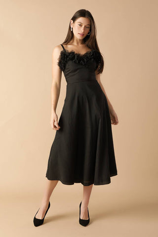 WHISPERING PINES WOVEN MIDI DRESS - By Baano