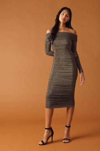 MYSTIC MIRAGE METALLIC MIDI DRESS - By Baano