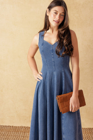 STARS AHEAD DENIM MIDI DRESS - By Baano