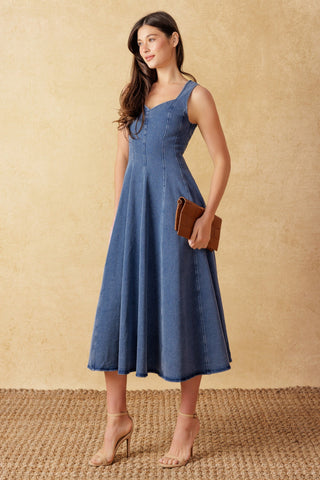 STARS AHEAD DENIM MIDI DRESS - By Baano