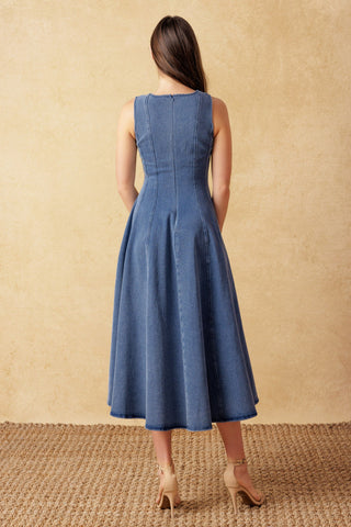 STARS AHEAD DENIM MIDI DRESS - By Baano