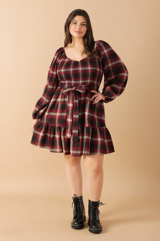 BE WITH YOU WOVEN PLAID MINI DRESS - By Baano