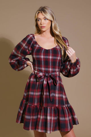 BE WITH YOU WOVEN PLAID MINI DRESS - By Baano