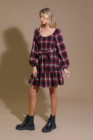 BE WITH YOU WOVEN PLAID MINI DRESS - By Baano