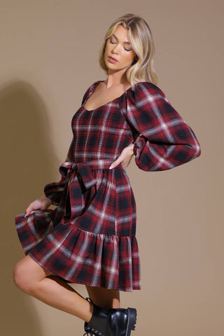 BE WITH YOU WOVEN PLAID MINI DRESS - By Baano