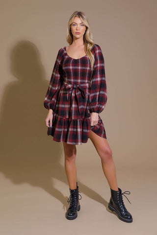 BE WITH YOU WOVEN PLAID MINI DRESS - By Baano