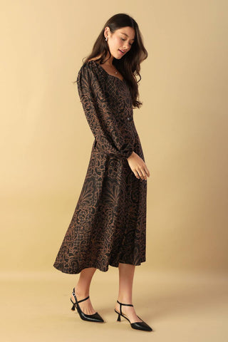 RUSTIC ALLURE WOVEN MIDI DRESS - By Baano