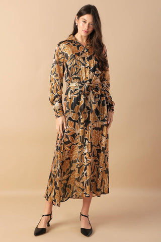 BETWEEN THE LINES WOVEN MIDI DRESS - By Baano