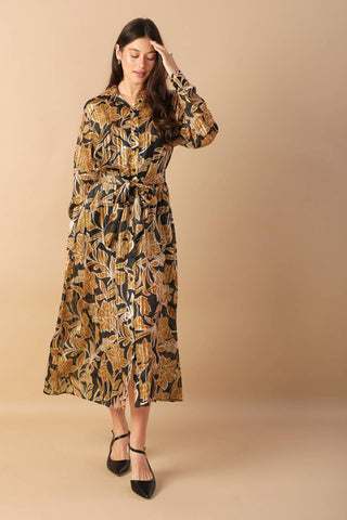 BETWEEN THE LINES WOVEN MIDI DRESS - By Baano