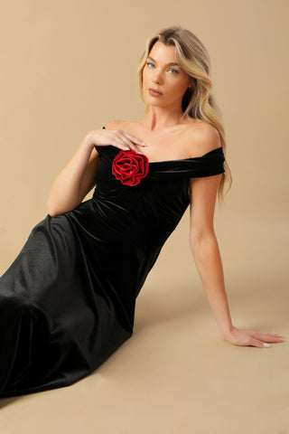 BE THERE FOR YOU VELVET MIDI DRESS - By Baano