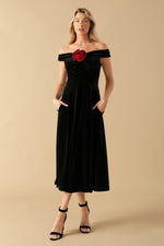 BE THERE FOR YOU VELVET MIDI DRESS - By Baano