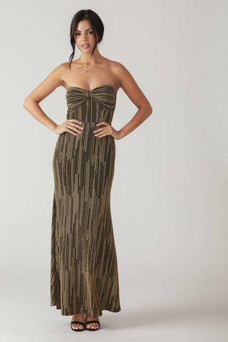 SACRED PROMISES METALLIC WOVEN MAXI DRESS Flying Tomato