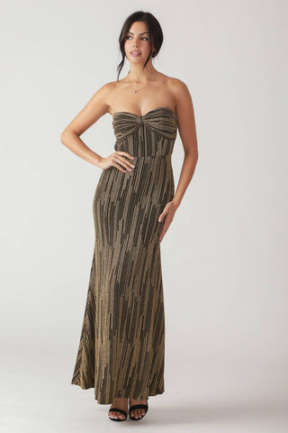 SACRED PROMISES METALLIC WOVEN MAXI DRESS Flying Tomato