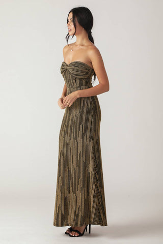 SACRED PROMISES METALLIC WOVEN MAXI DRESS Flying Tomato
